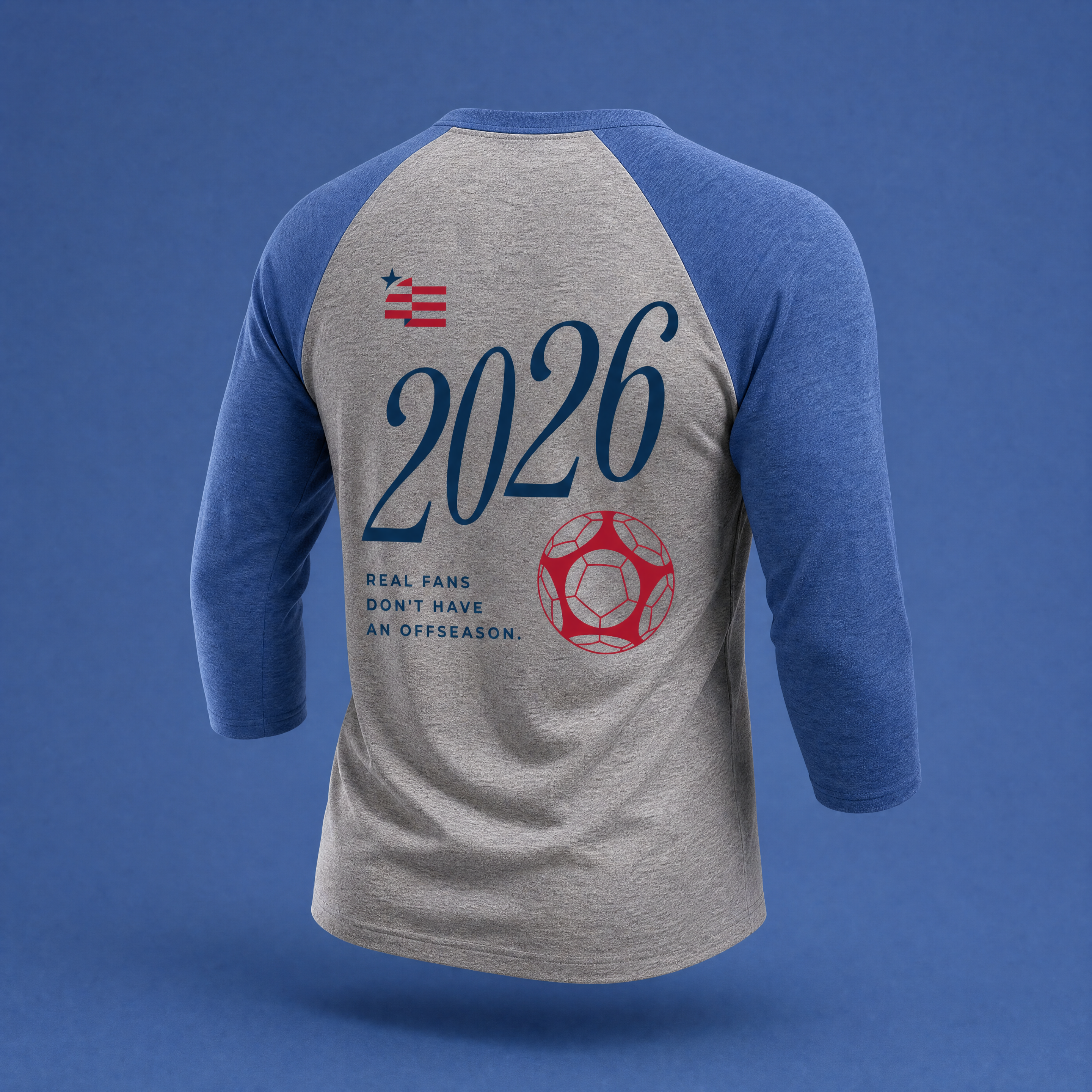 USA 2026 | Unisex Tri-Blend Three-Quarter Sleeve T-Shirt – back view