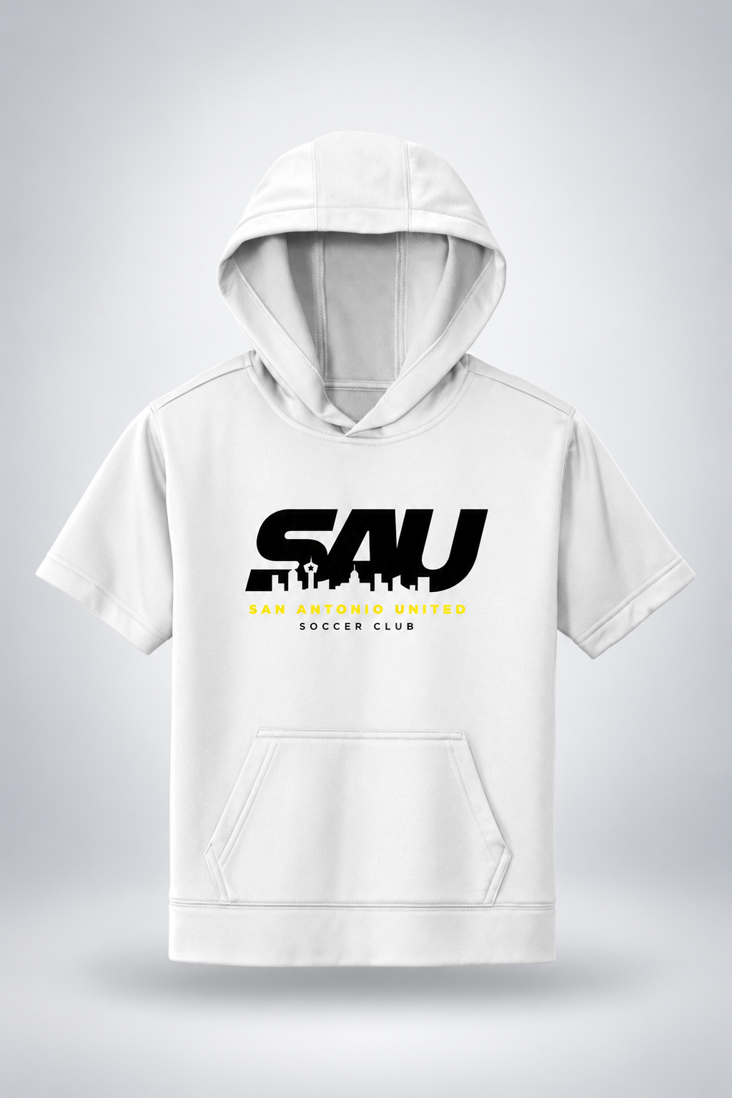 SAU | Youth SS Fleece Hoodie – White, front view